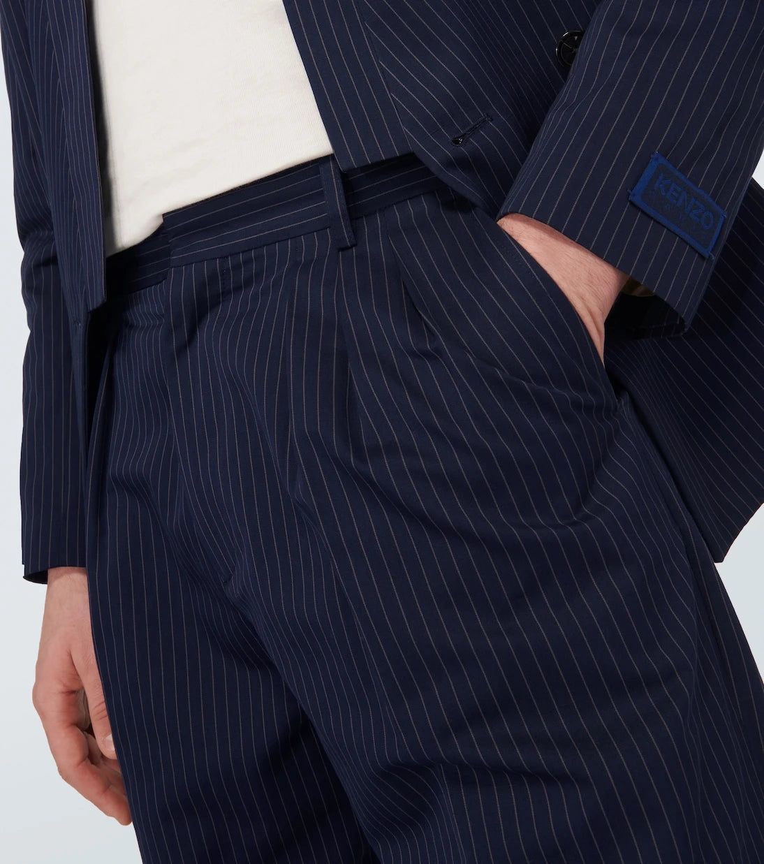 Kenzo - Pinstripe cotton and linen pants