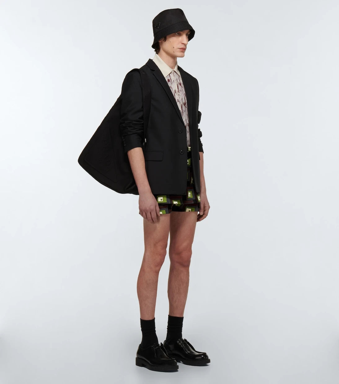 Prada - Belted jacquard shorts