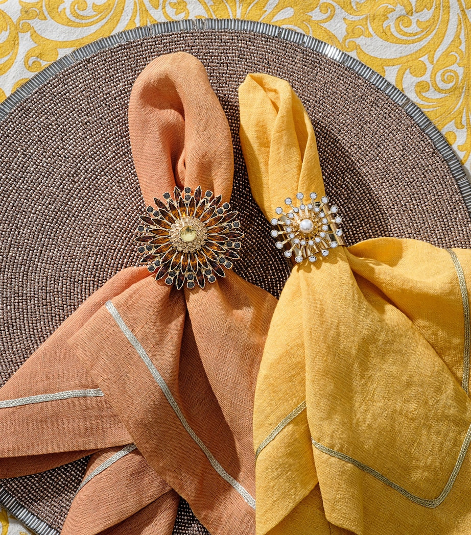 Joanna Buchanan Set of 4 Crystal Flower Napkin Rings