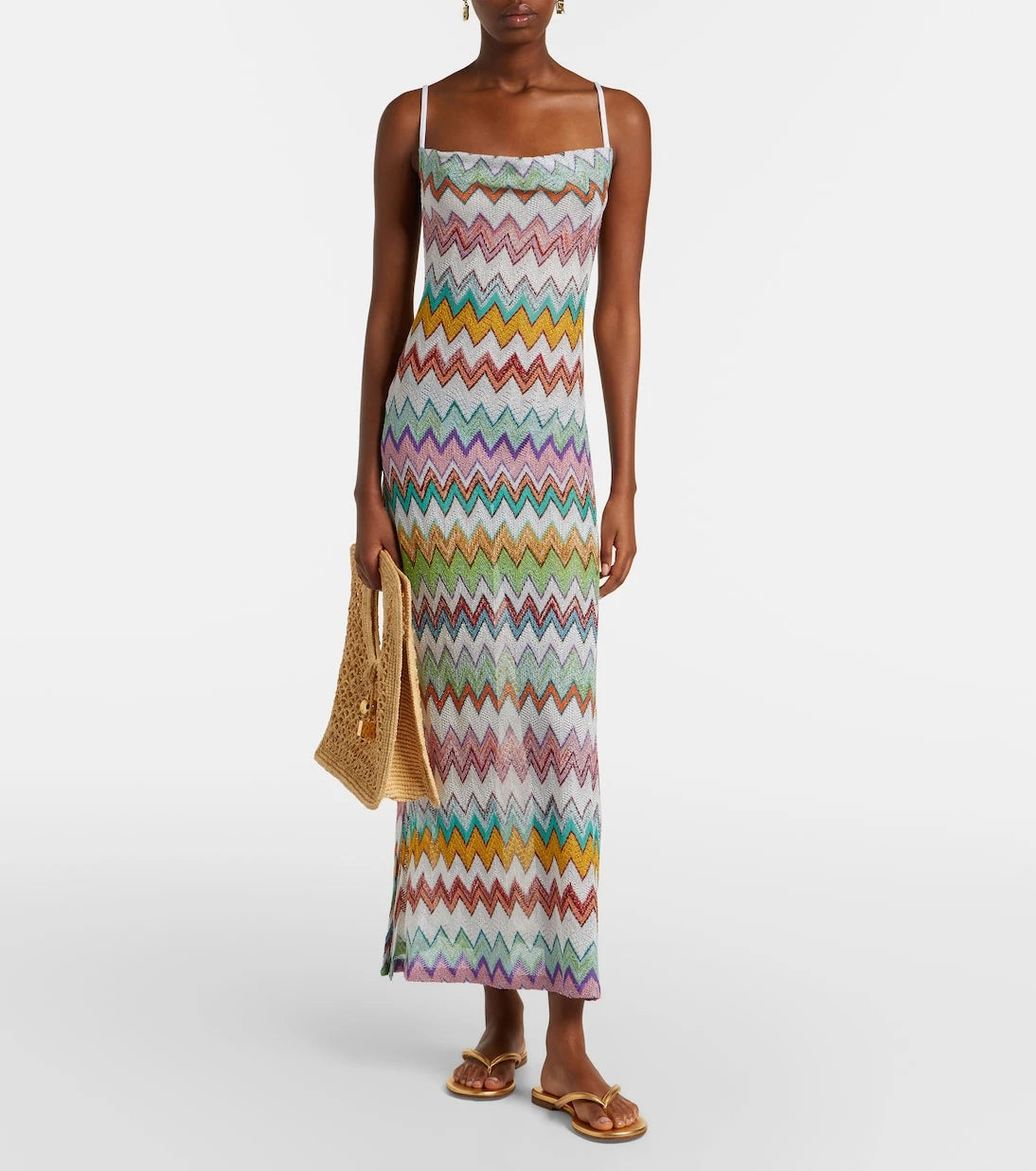 Missoni - فستان ماكسي لاميه بتصميم متعرج