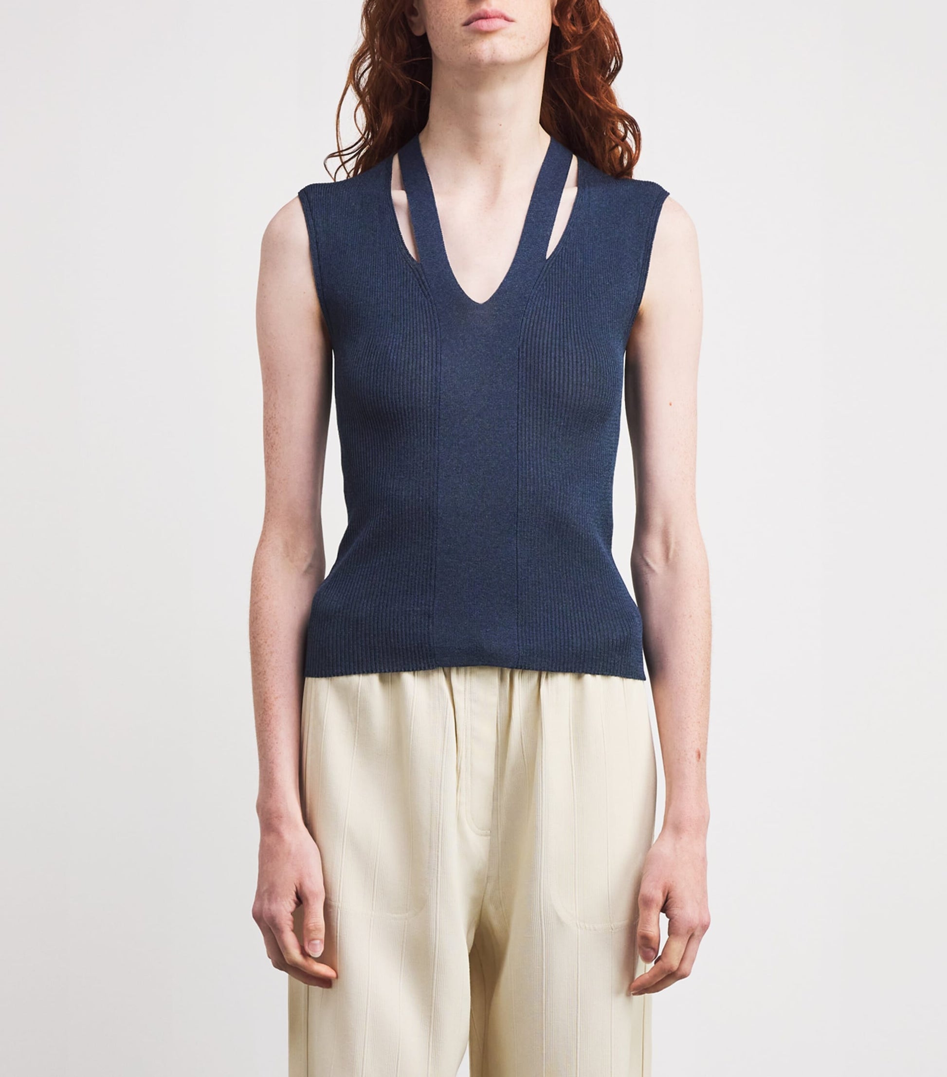 MAX&Co. Blue Knitted Cut-Out Top