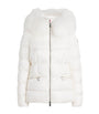 Moncler White Shearling-Trim Boed Puffer Jacket