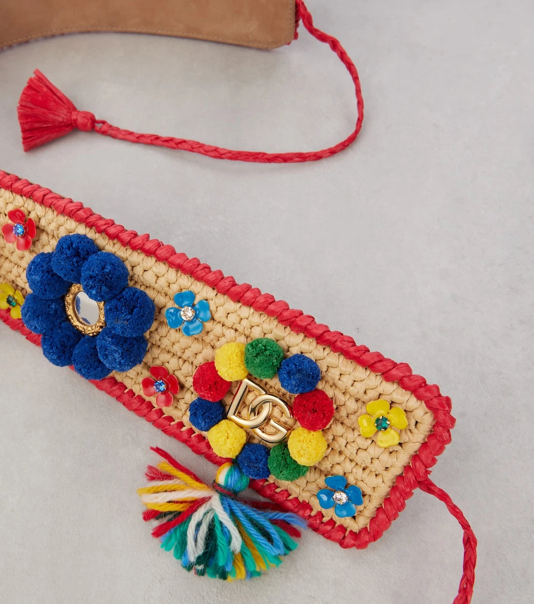 Dolce&Gabbana - Embellished raffia belt