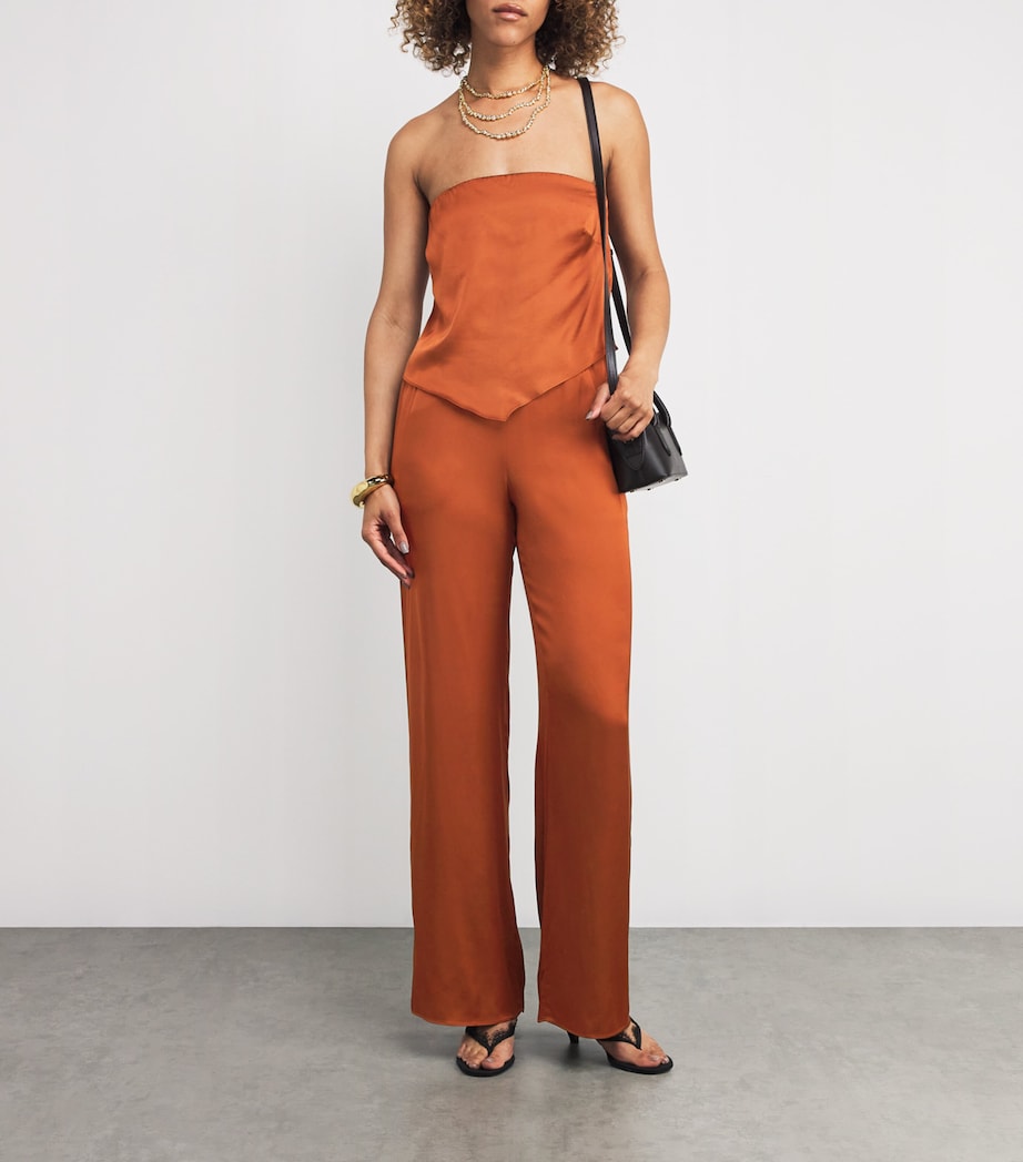 Good American Orange Satin Strapless Top