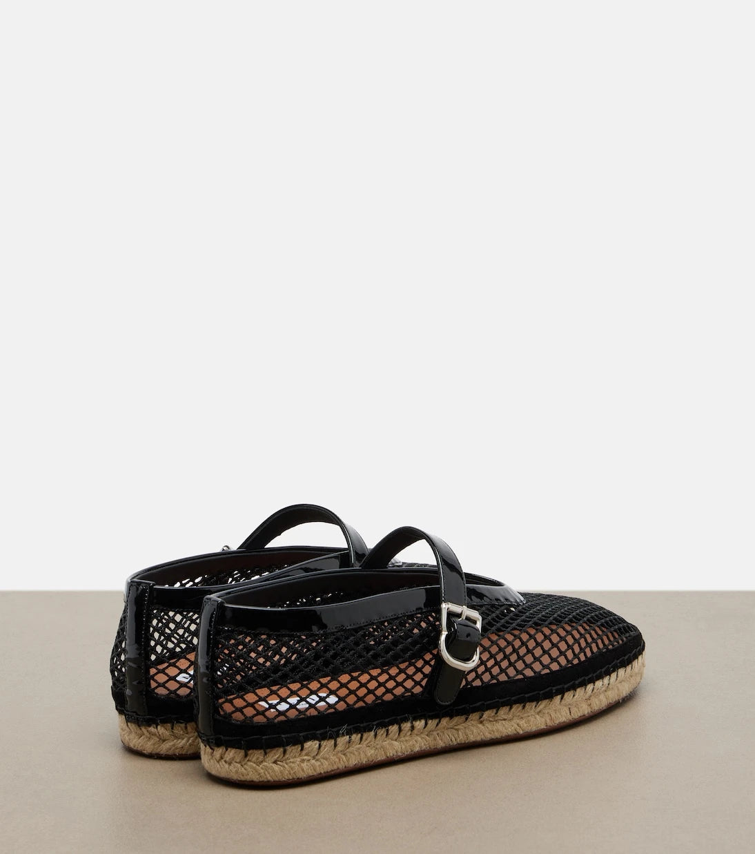 Alaïa - Fishnet leather-trimmed espadrilles