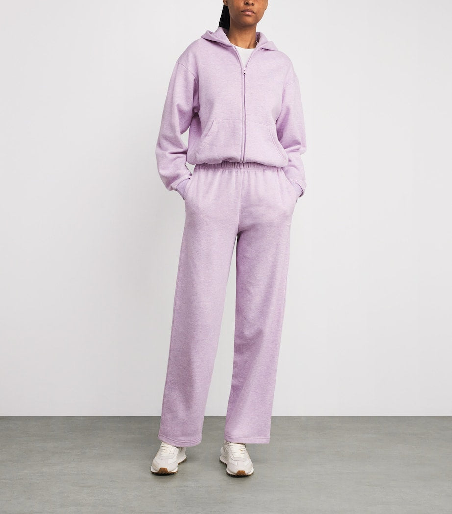 Purple Cotton-Blend Fleece Zip-Up Hoodie