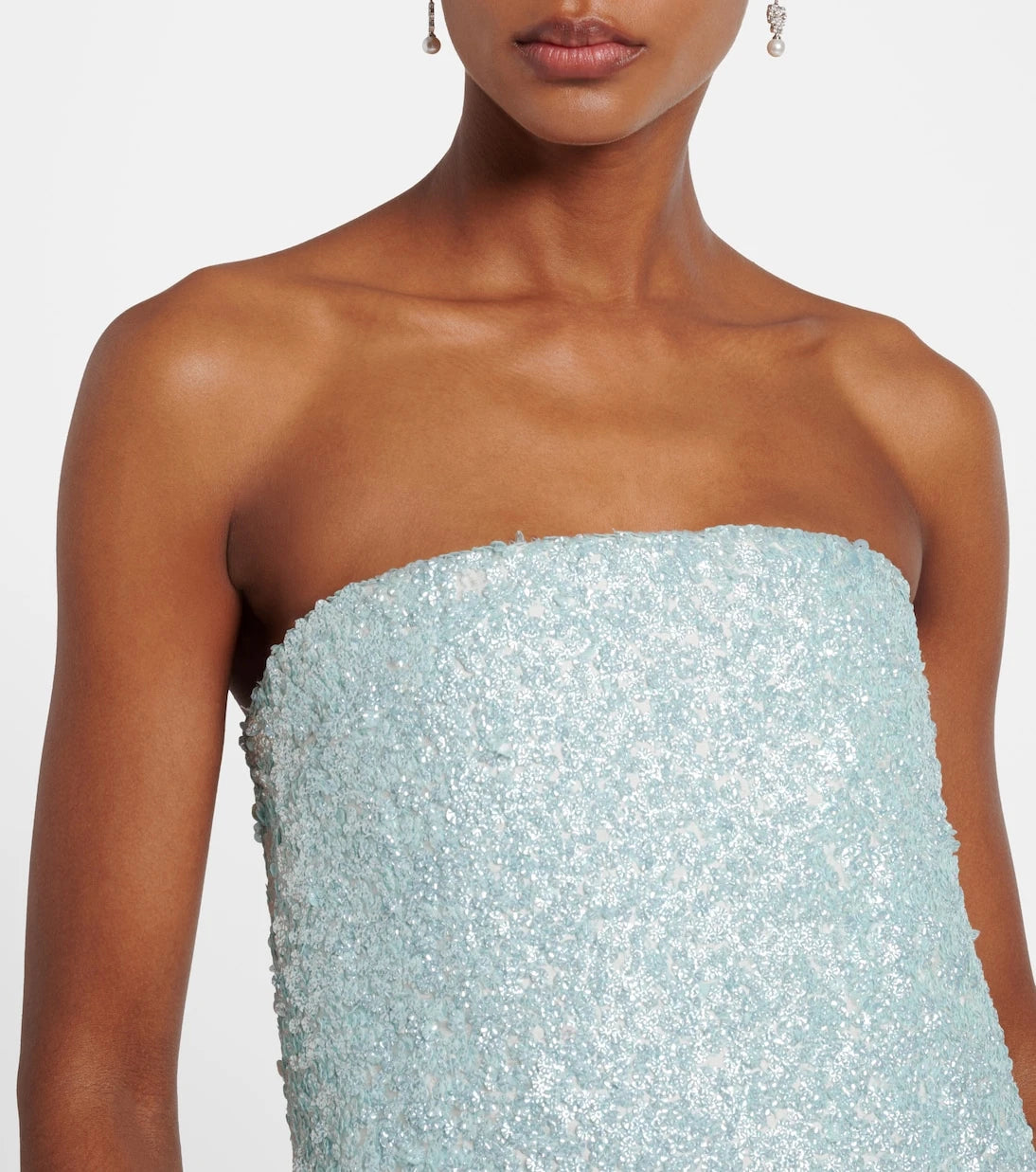 Là Fuori - Embellished silk bustier dress
