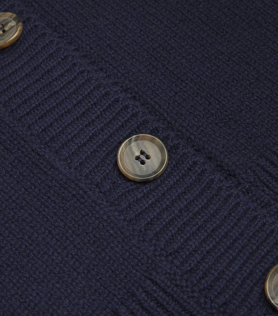 Navy Cashmere Boxy Cardigan