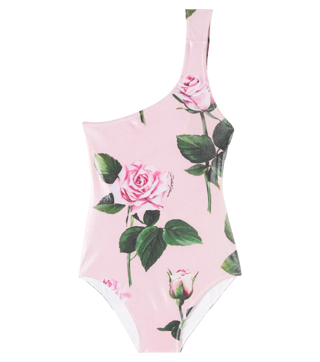Dolce&Gabbana Kids - Floral one-shoulder swimsuit