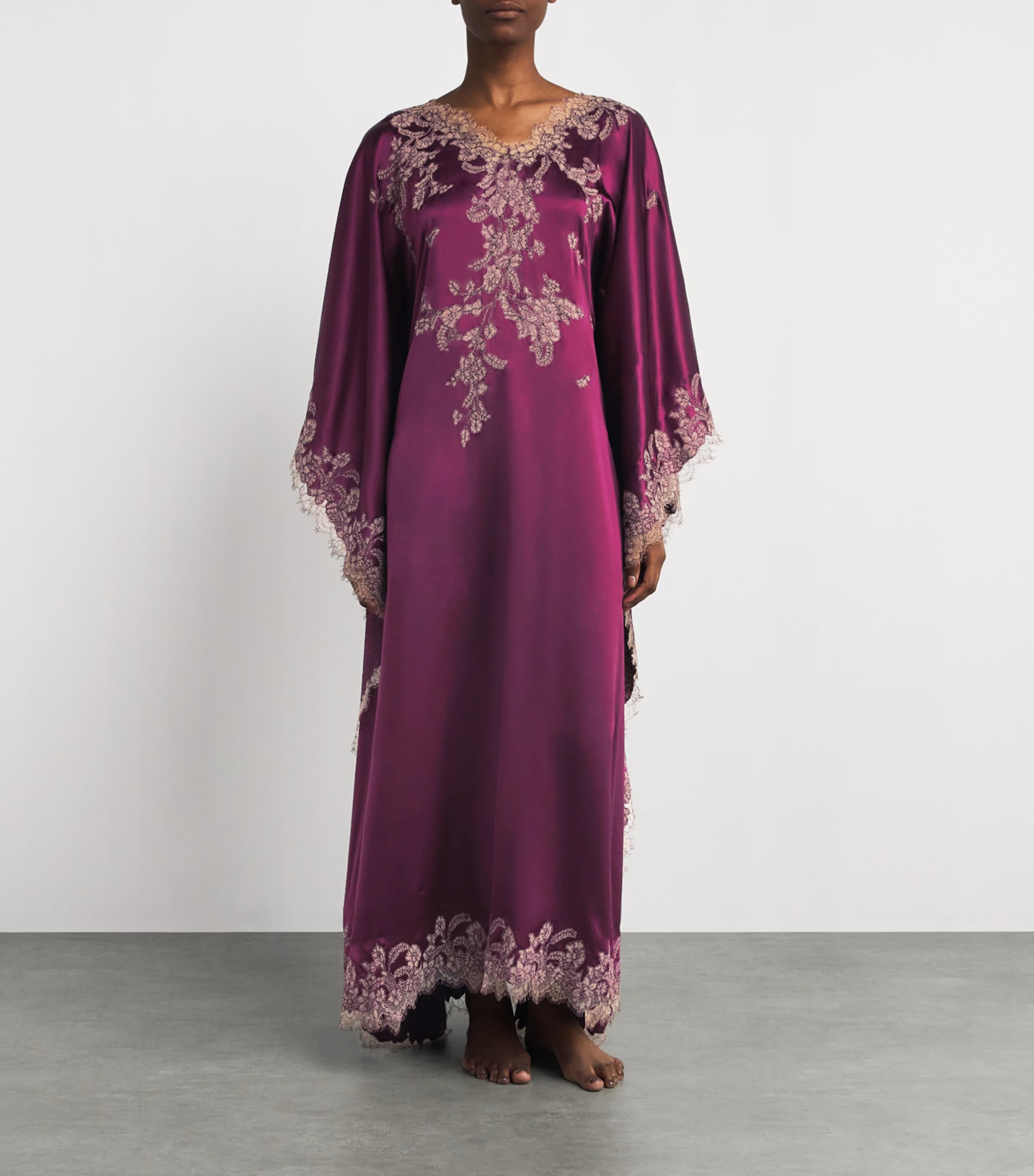 TORLOWEI Purple Silk Lace Tokoni Kaftan