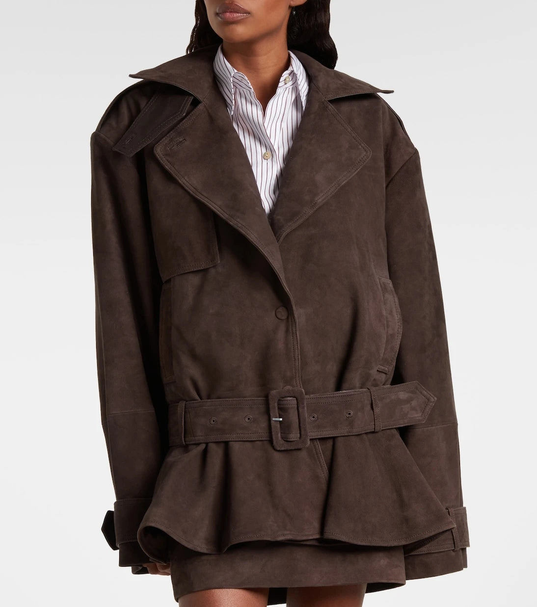 Rotate - Oversized suede biker jacket