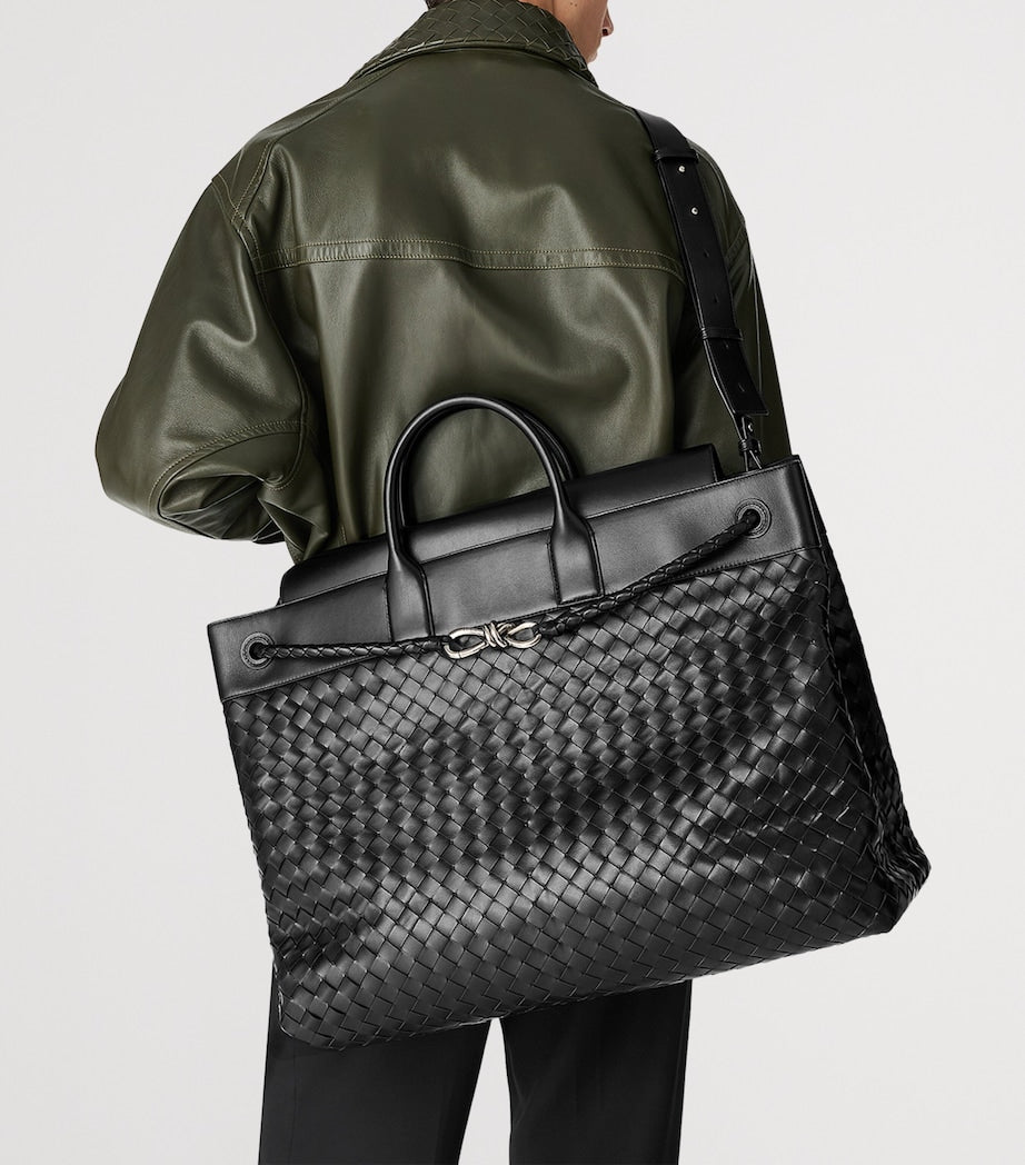 Bottega Veneta Grey Large Calfskin Andiamo Voyager Holdall