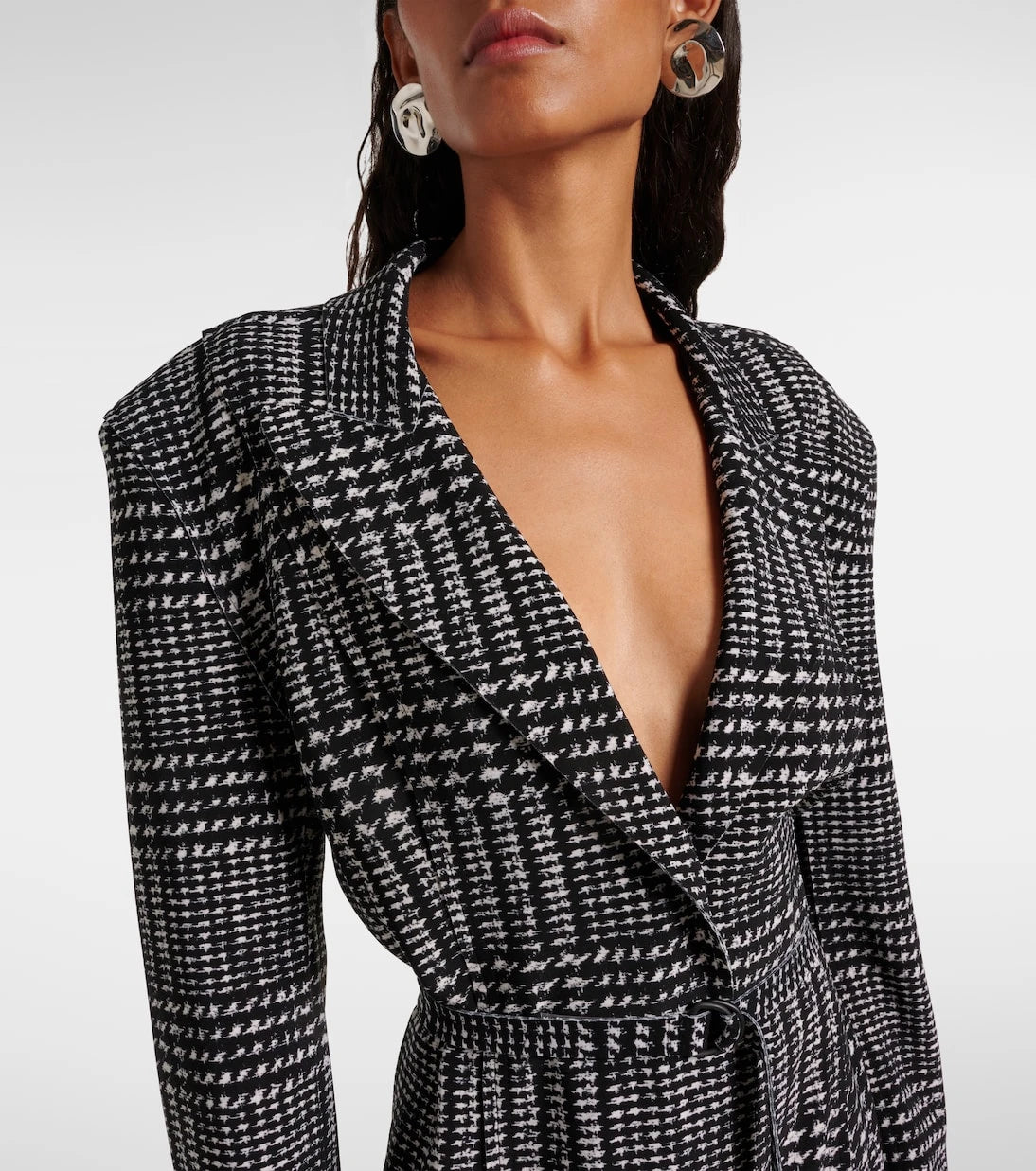 Norma Kamali - Belted plaid minidress