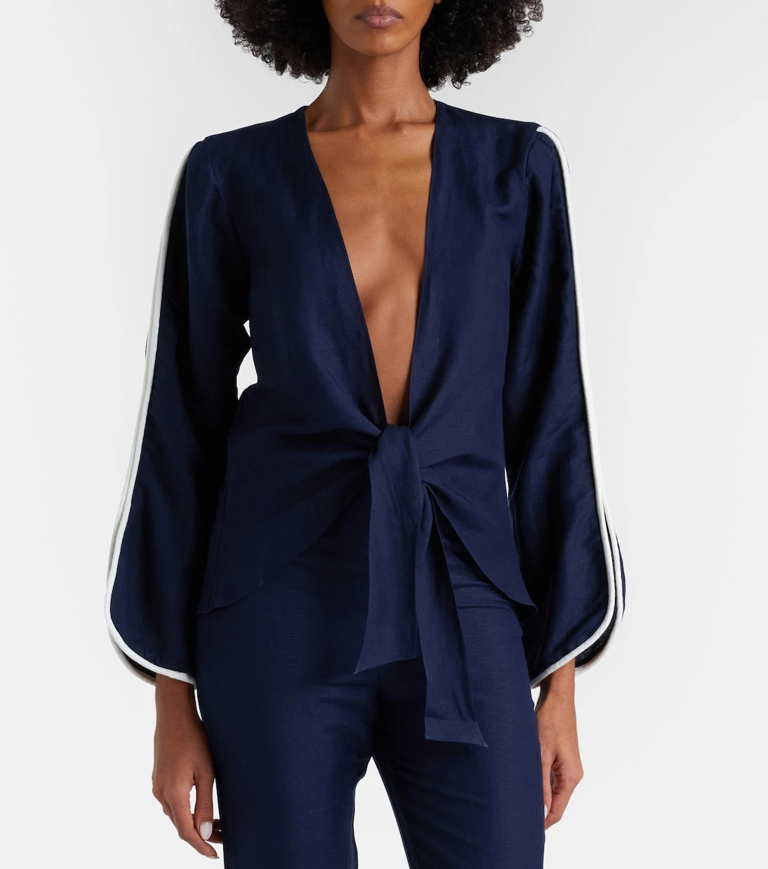Adriana Degreas - Bicolor linen-blend top