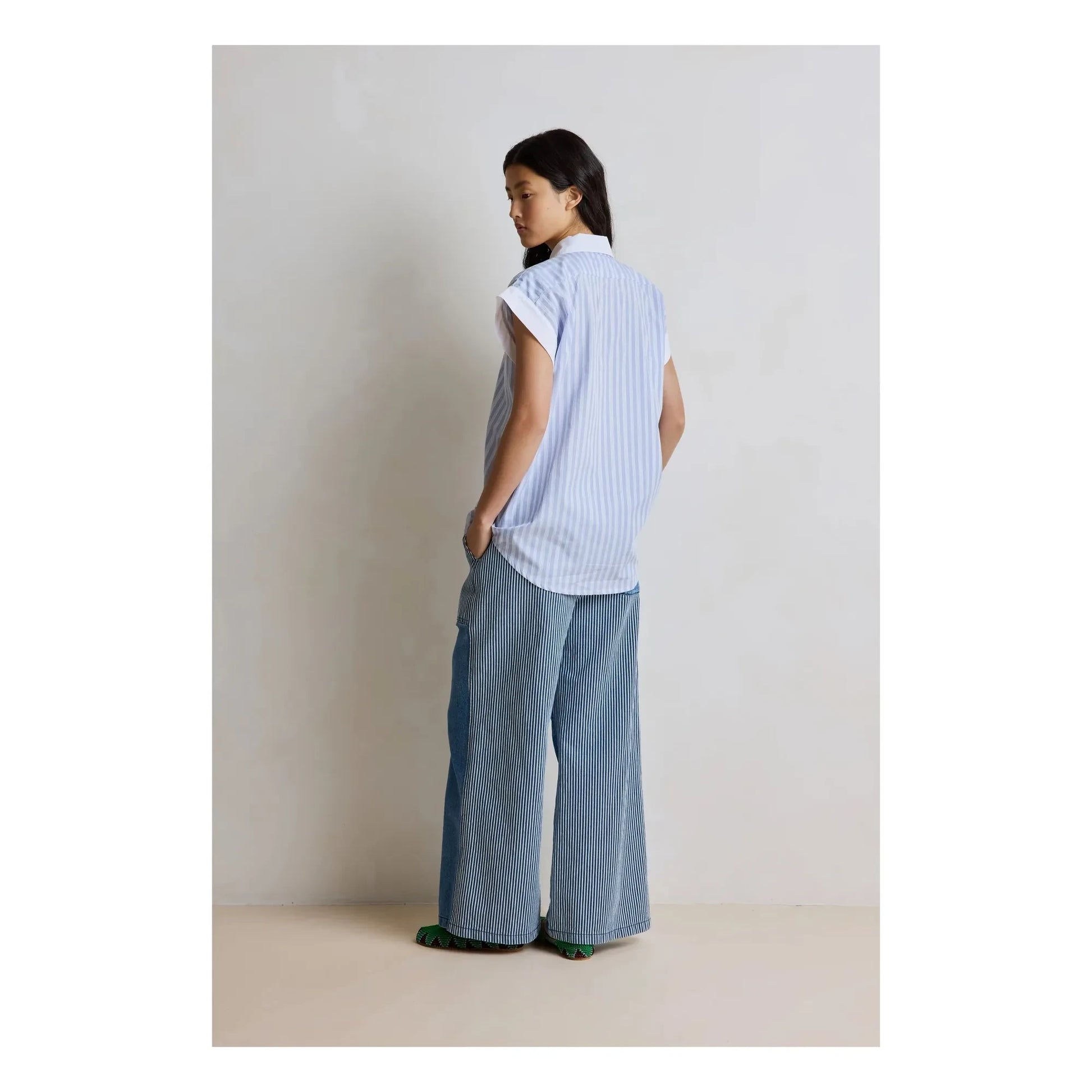 Hod - Florence Cotton Stripes Blouse | Blue