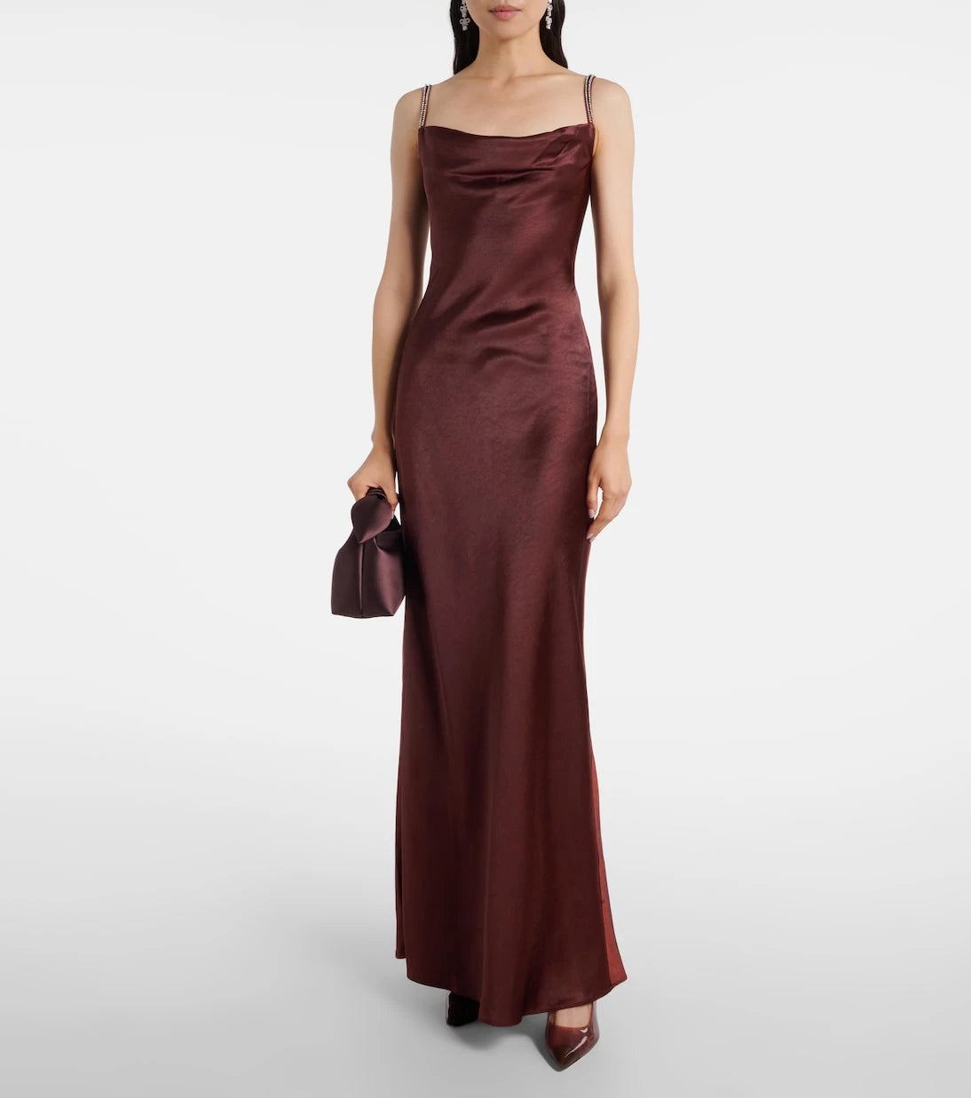 Self-Portrait - Embellished satin gown