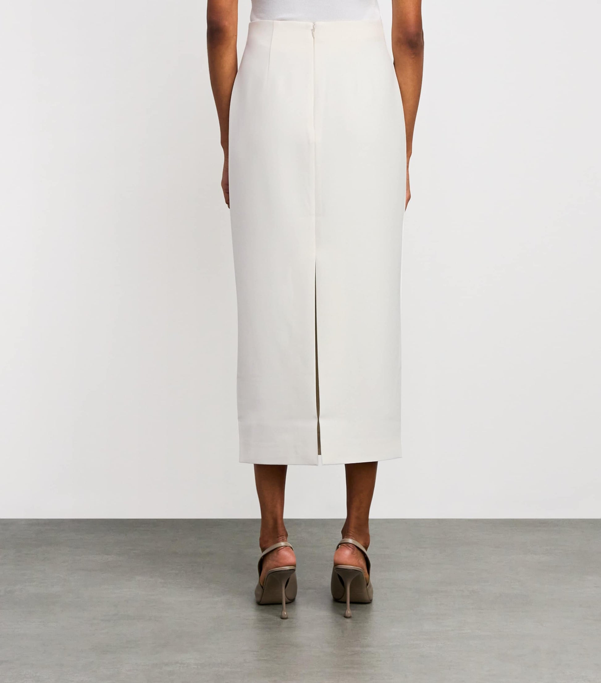 Roland Mouret White Crepe Midi Pencil Skirt