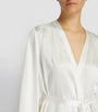 Marjolaine Ivory Silk Lace-Trim Robe