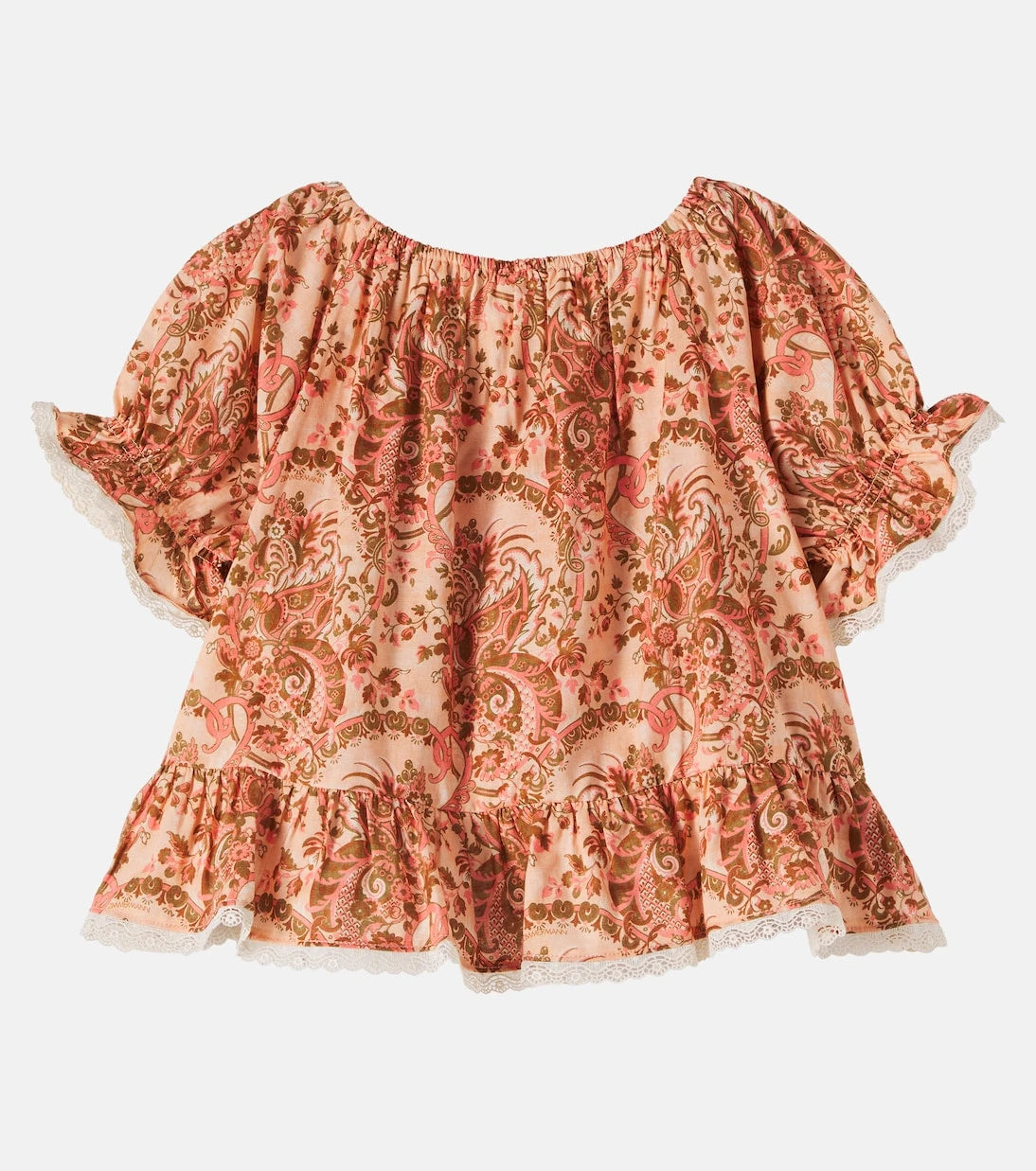 Zimmermann Kids - Aster floral lace-trimmed cotton top