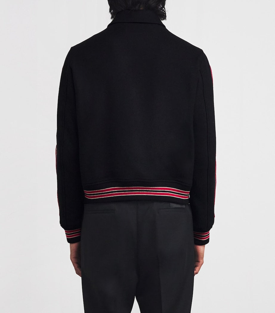 AMIRI Black Wool-Blend Bones Varsity Jacket