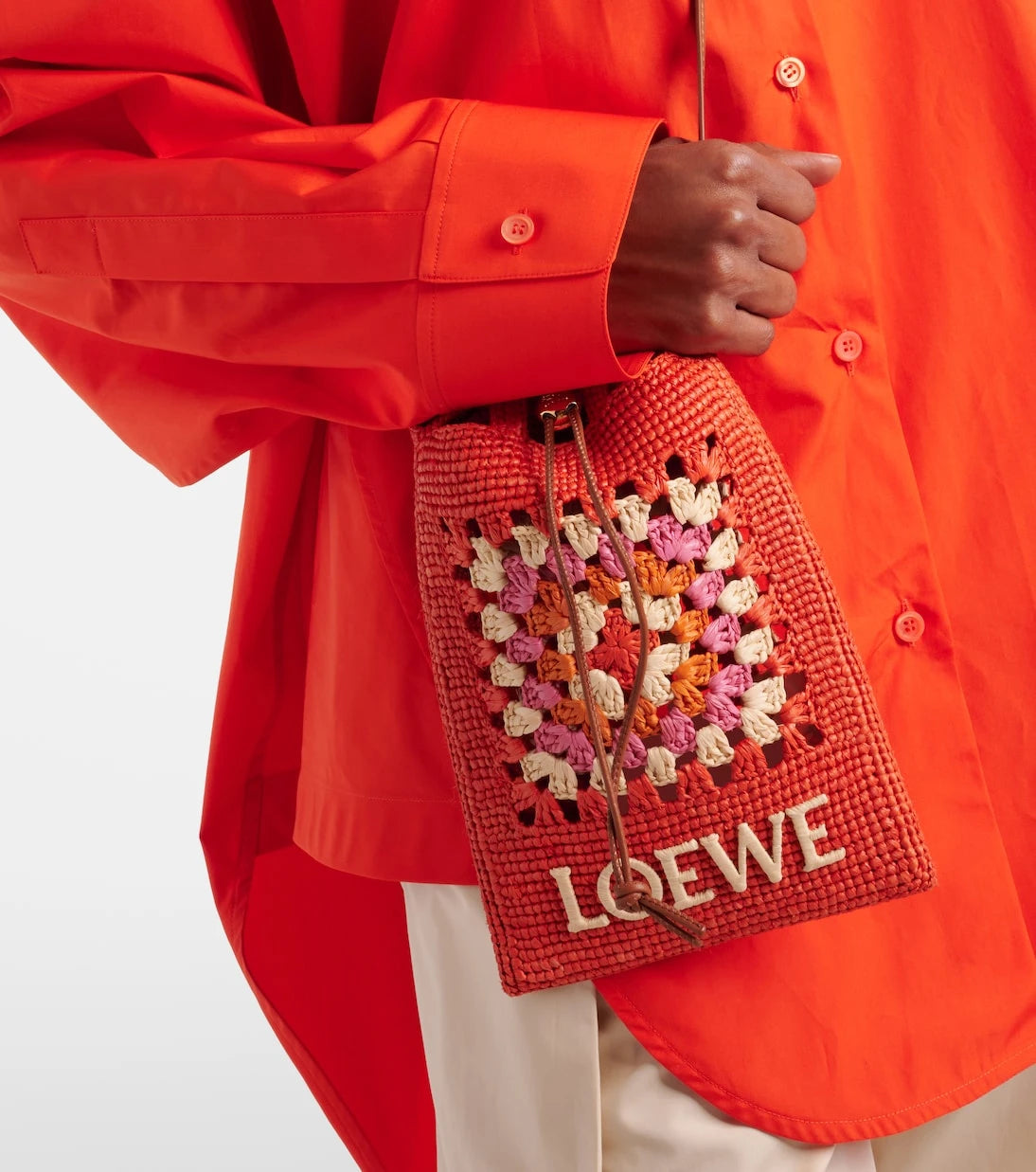 Loewe - Paula's Ibiza crochet raffia pouch with strap