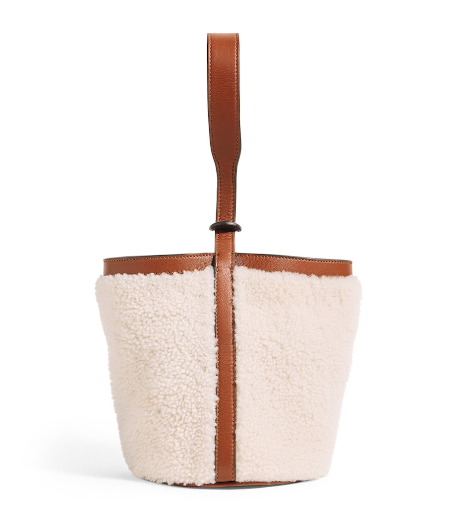 Multi Shearling-Leather Bucket Bag