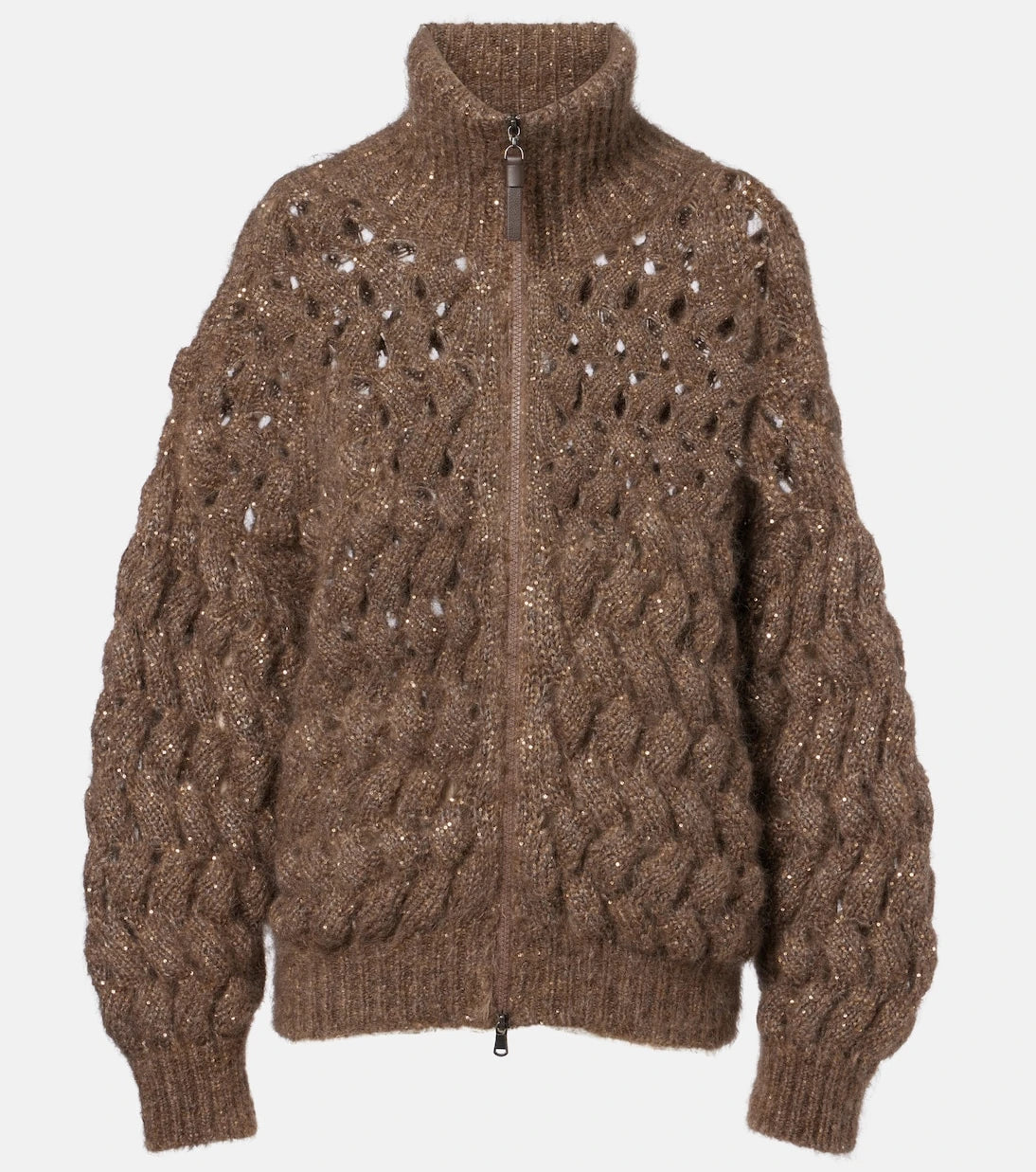 Brunello Cucinelli - Open-knit sequined mohair and wool-blend cardigan