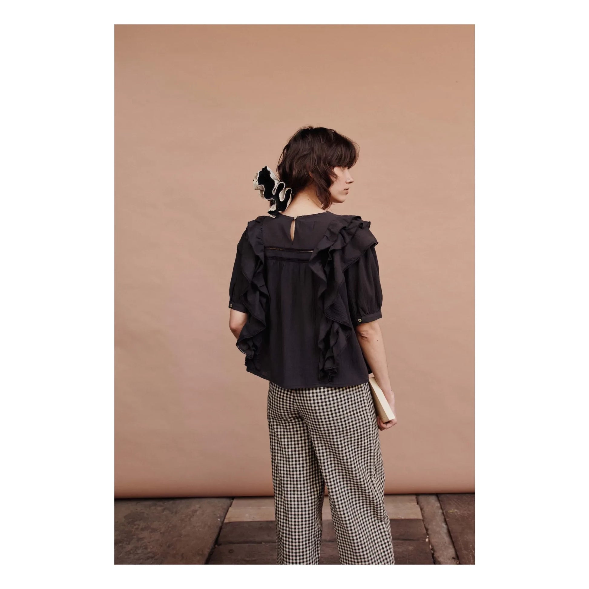 Emile et Ida - Cotton Gingham Trousers | Black