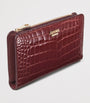 Burgundy Large Leather Croc-Embossed Mayfair Purse