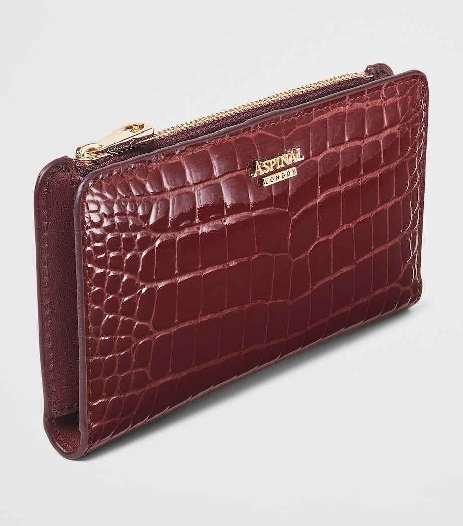 Burgundy Large Leather Croc-Embossed Mayfair Purse