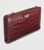 Burgundy Large Leather Croc-Embossed Mayfair Purse