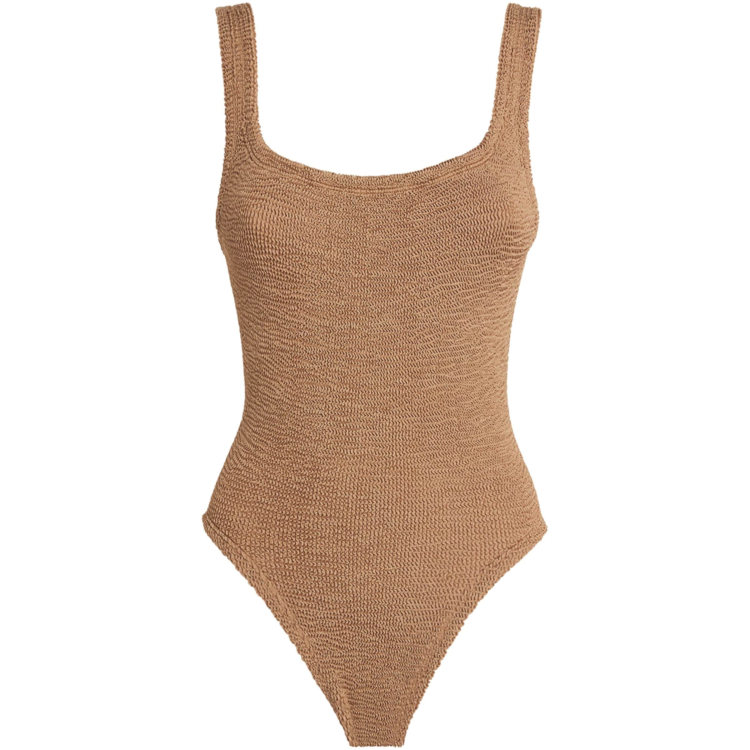 Brown Square-Neck Swimsuit