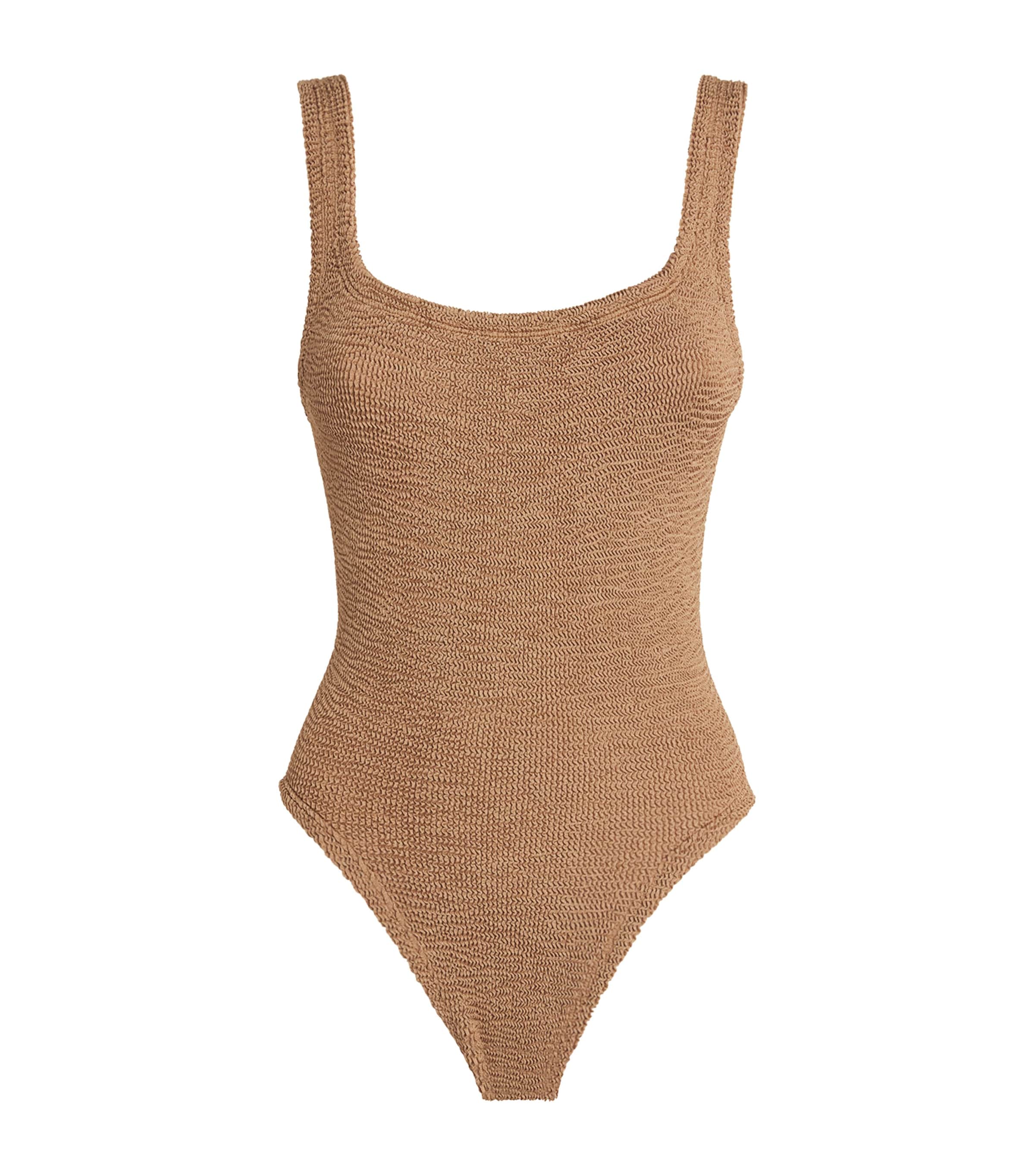 Brown Square-Neck Swimsuit