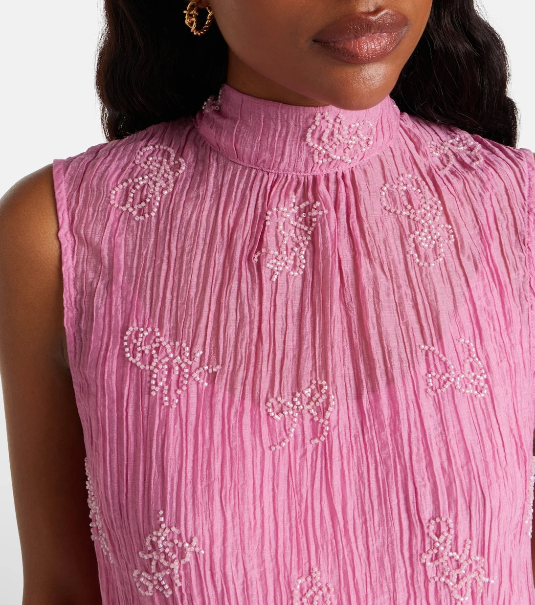 Staud - Albee beaded tie-neck organza minidress