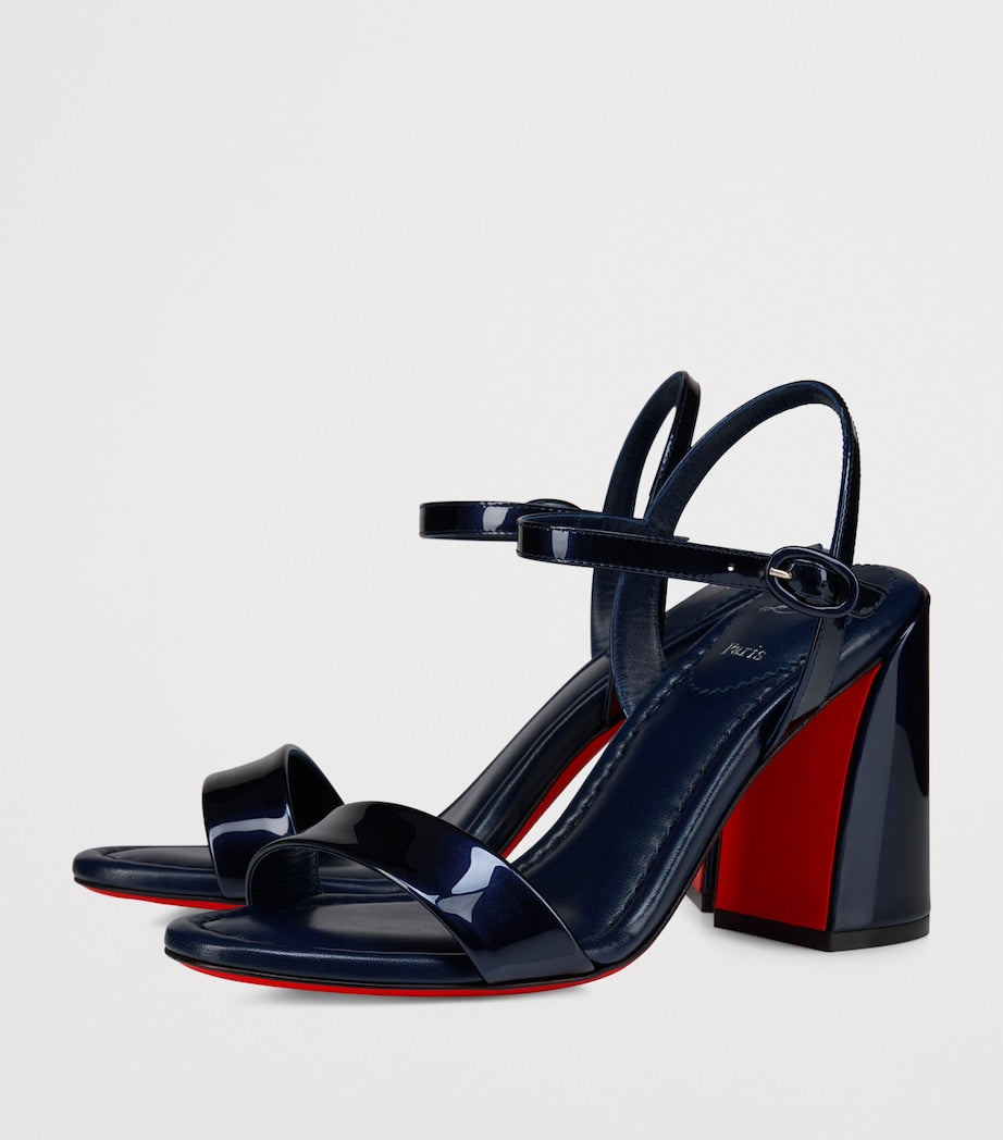 Christian Louboutin Navy Miss Jane Patent Leather Heeled Sandals 85
