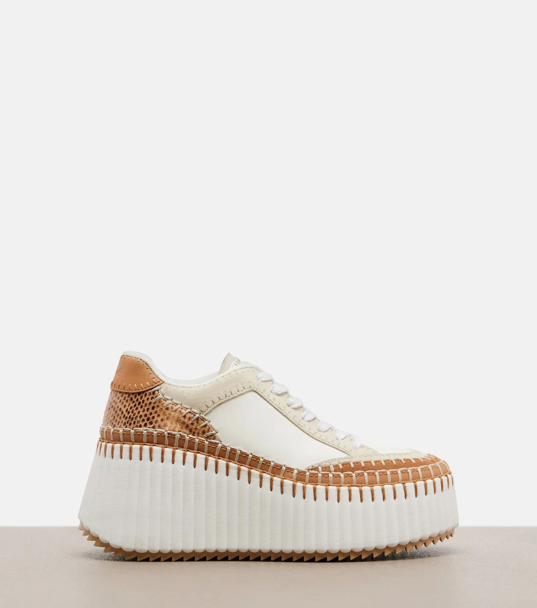 Chloé - Nama leather-trimmed platform sneakers