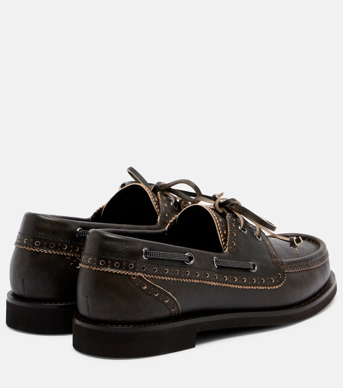 Brunello Cucinelli - Monili leather boat shoes