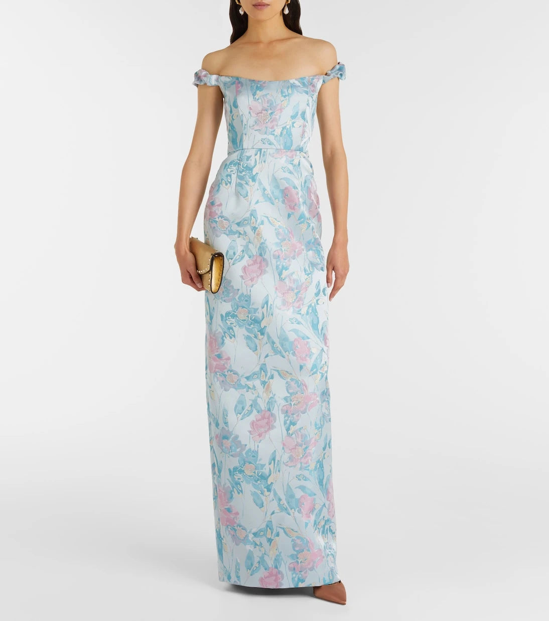 Markarian - Yolanda floral off-shoulder brocade gown