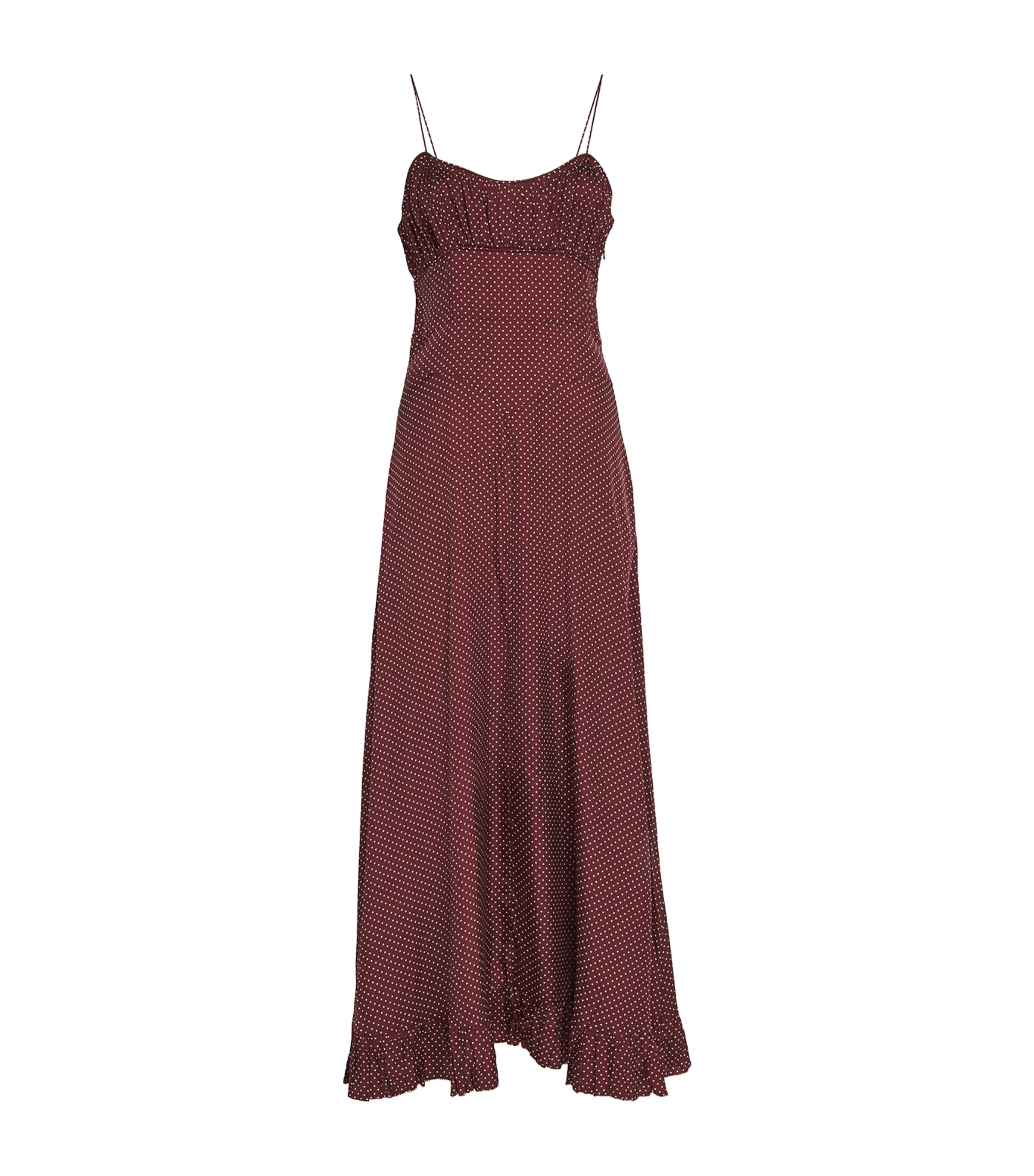DÔEN Silk-Blend Rosaria Maxi Dress Burgundy