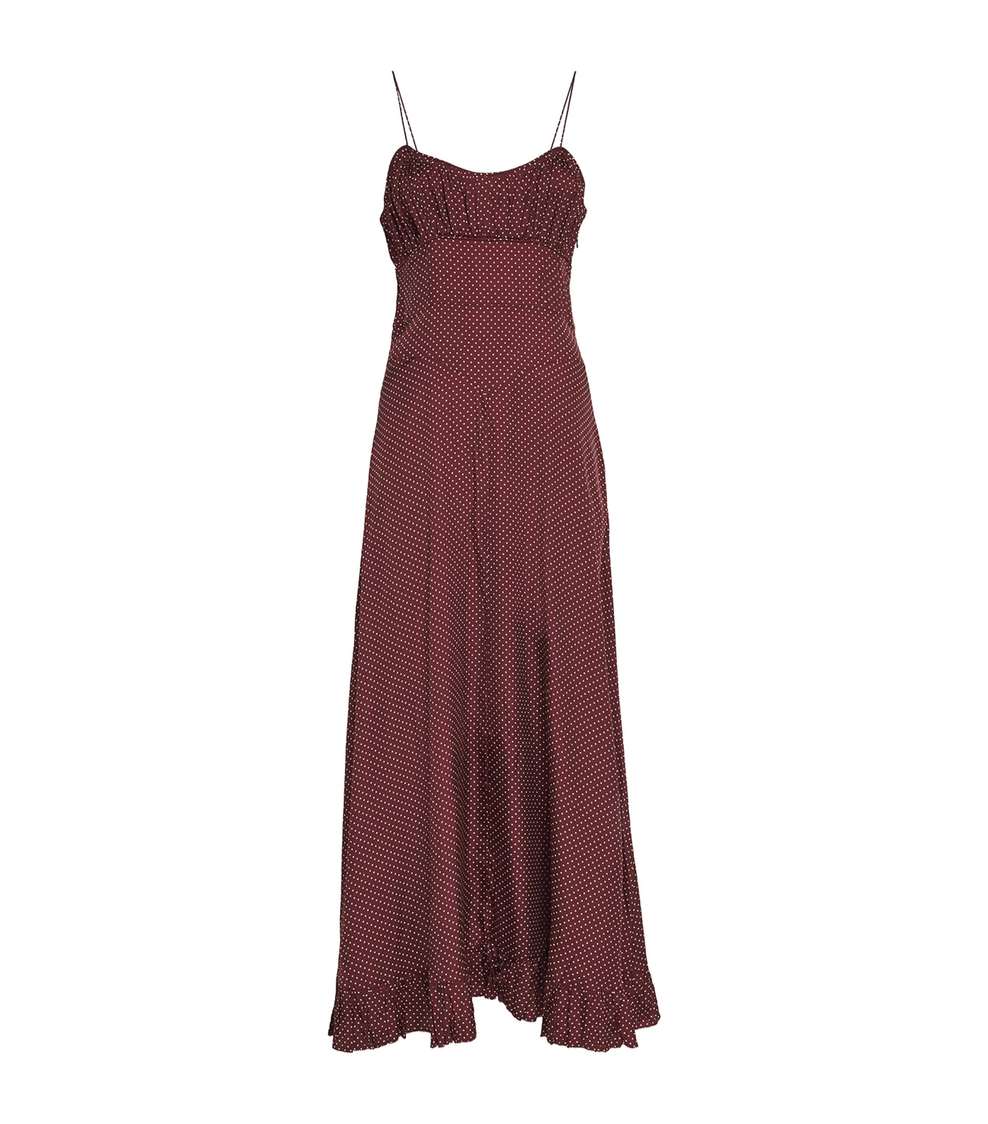 DÔEN Silk-Blend Rosaria Maxi Dress Burgundy