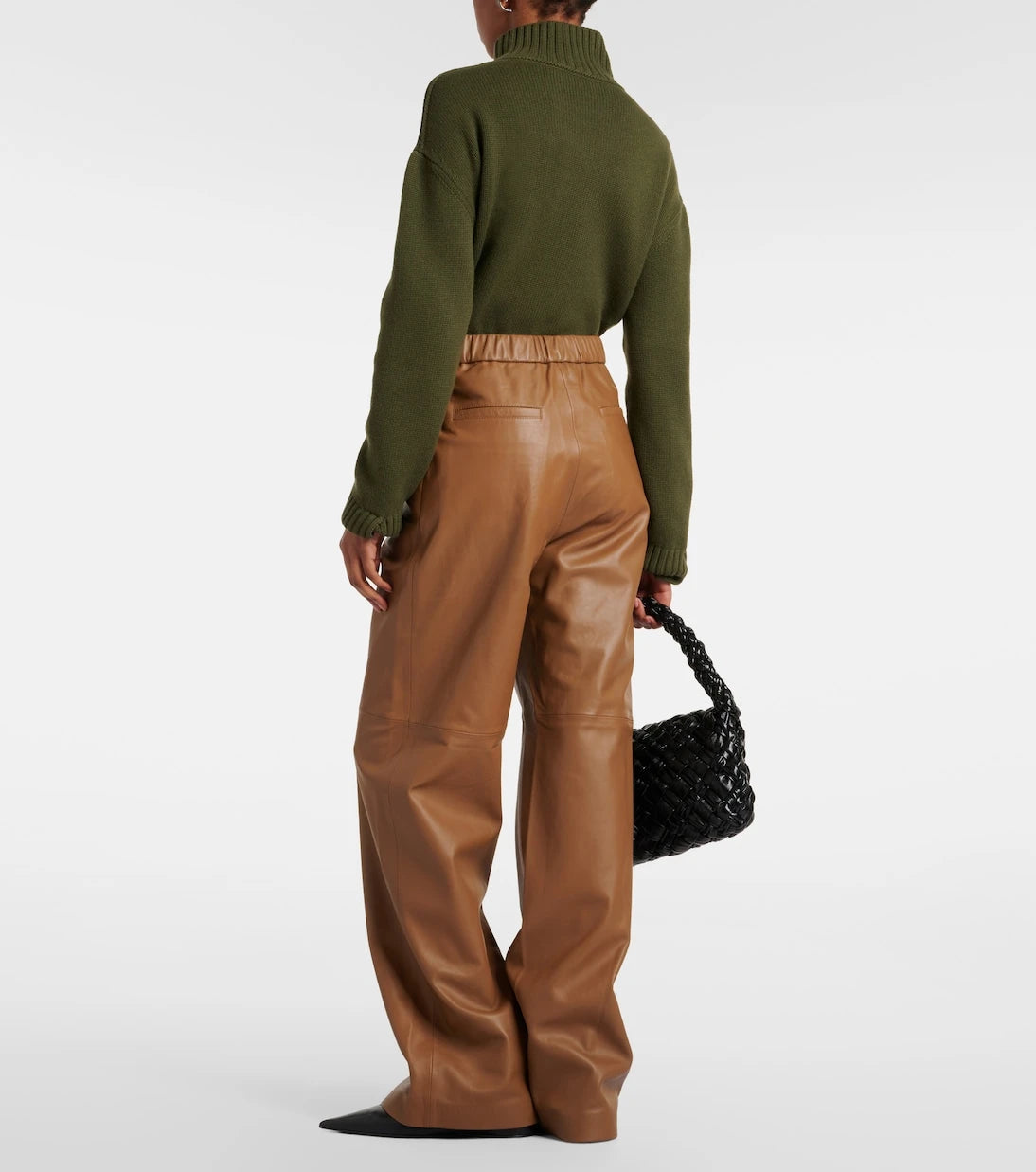 Yves Salomon - High-rise leather wide-leg pants