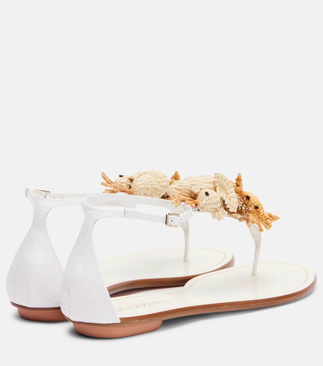 Aquazzura - Marea raffia and leather thong sandals