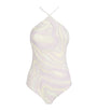 Purple Marmo Print Halterneck Swimsuit