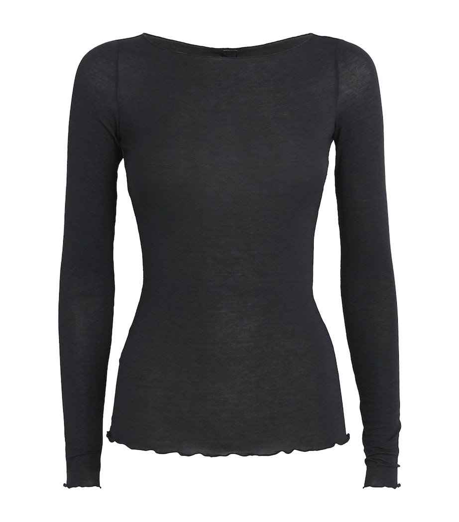 Sheer Modal Boat-Neck T-Shirt ONYX