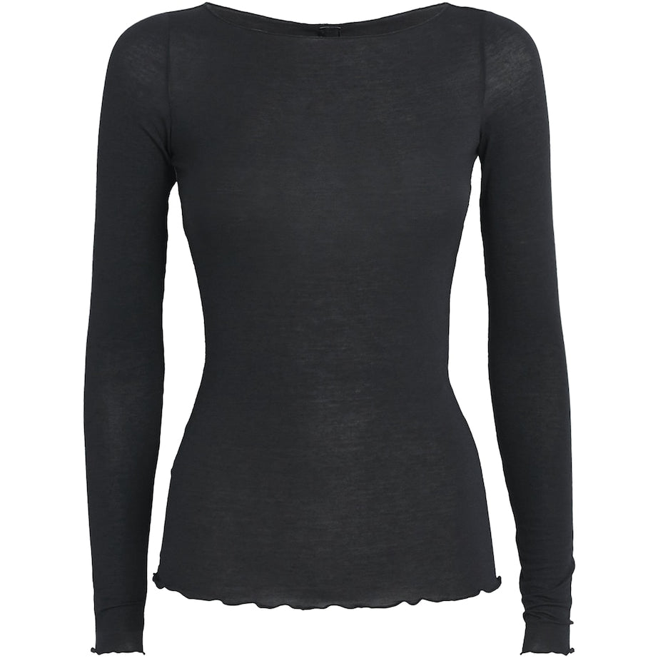 Sheer Modal Boat-Neck T-Shirt ONYX