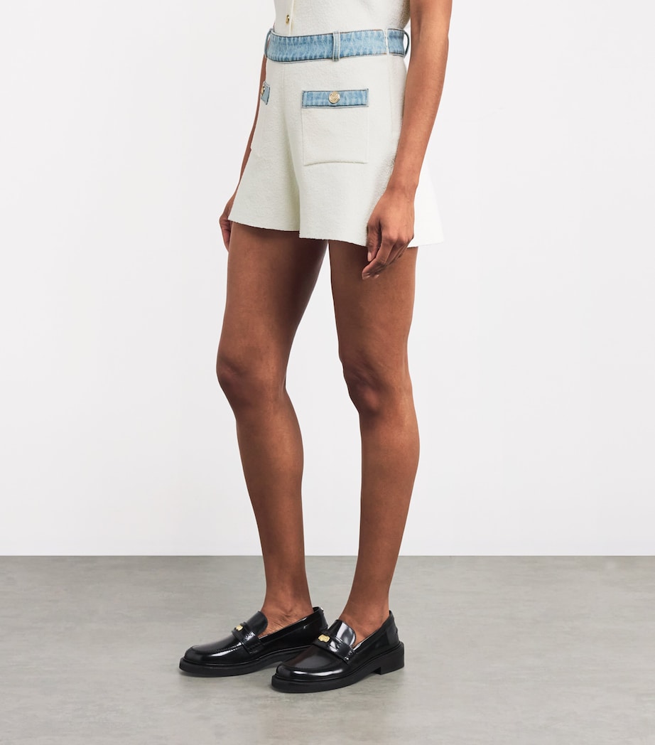 Maje White Cotton-Blend Bouclé Shorts