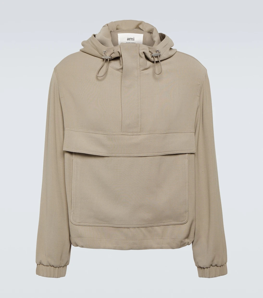 Ami Paris - Hooded half-zip twill jacket