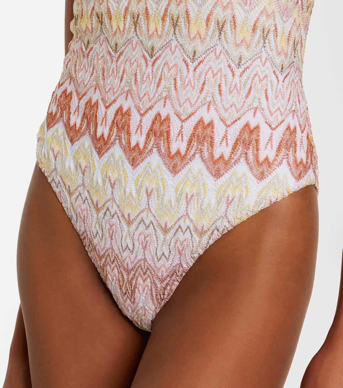 Missoni - مايوه لاميه بكتف واحد بنمط متعرج