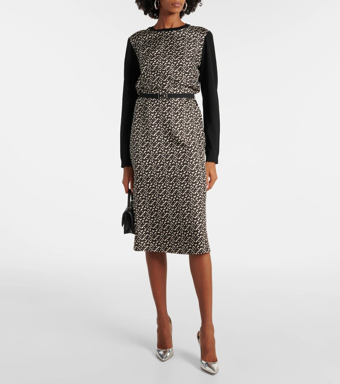 Tory Burch - Belted silk-trimmed wool midi dress