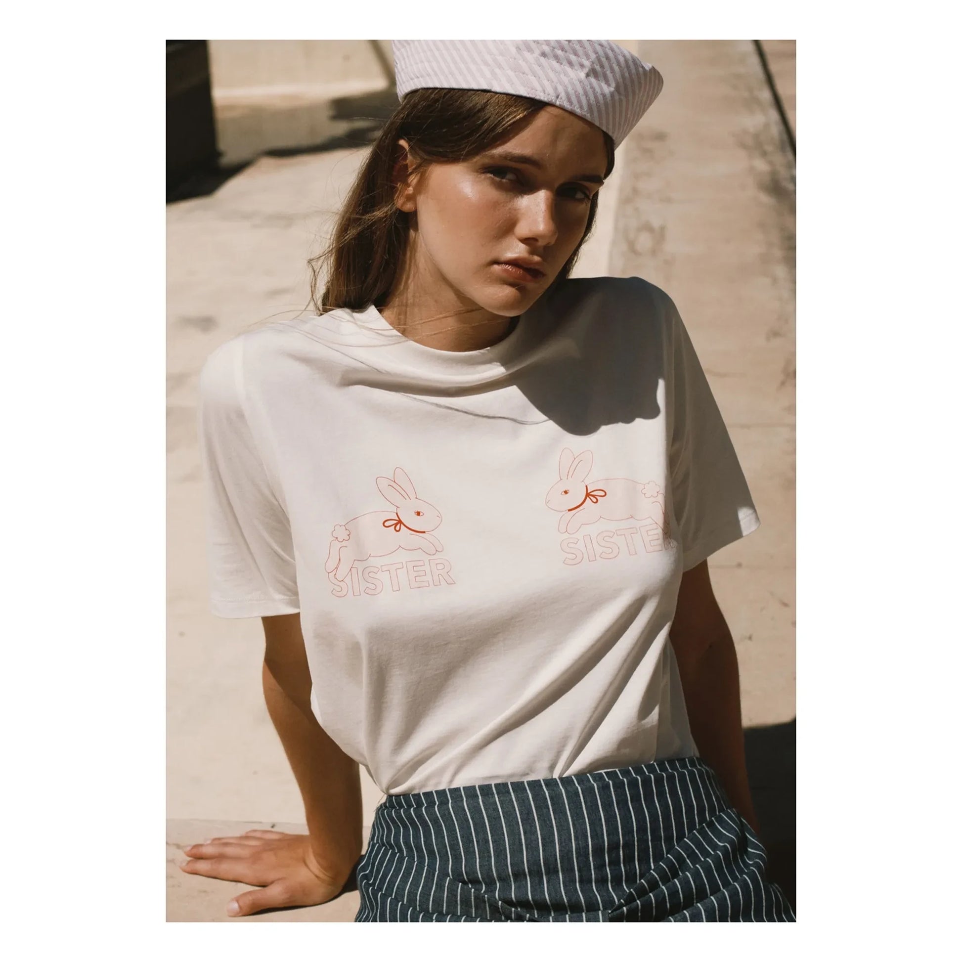 The Tiny Big Sister - Organic cotton rabbit T-shirt | Off white